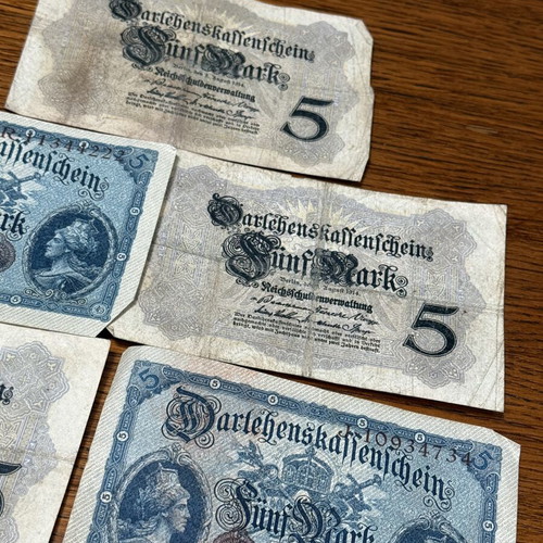 5 mark 1914 banknote lot of 14