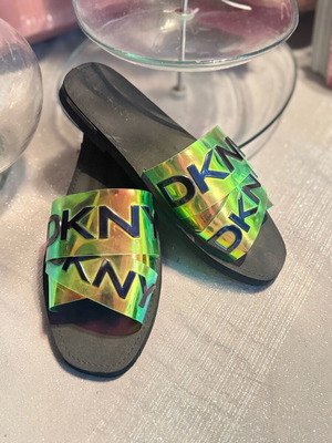DKNY holographic slides size 39 like new