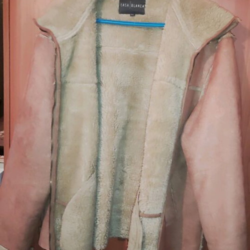 Casablanca men's jacket like new, leather fur, XL beige brown