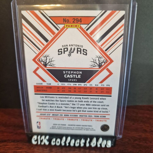 2024-25 NBA Haunted Hoops Spurs Stephon Castle Slime Tribute RC card