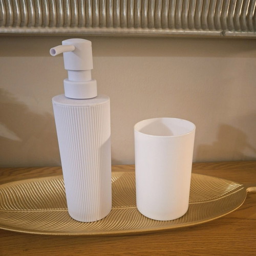 Dispenser and toothbrush holder cup, new with tags