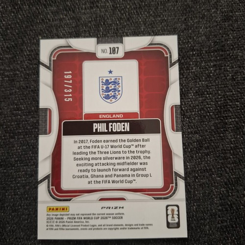 2026 Panini Prizm World Cup Phil Foden Orange Flash Refractor