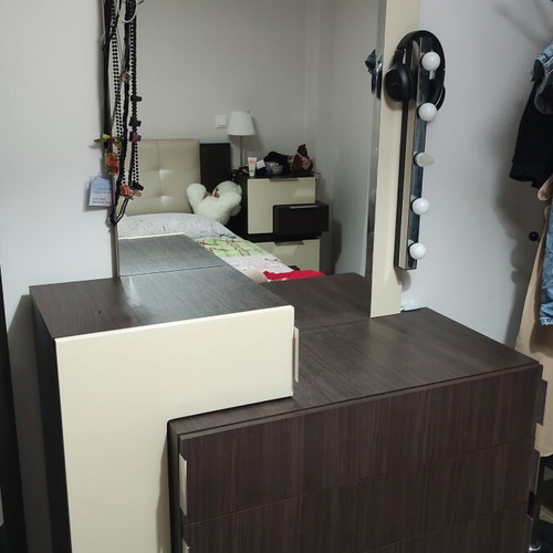 Bedroom dresser vanity set with mirror, melamine MDF