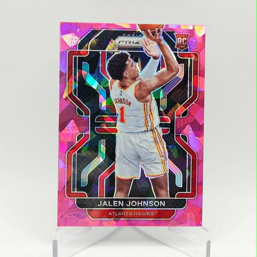 2021-22 Panini Prizm Jalen Johnson Pink Cracked Ice Rookie Card like new