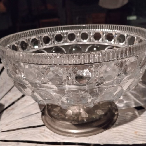 Vintage lead crystal set with bonbonniere and large fruit bowl used