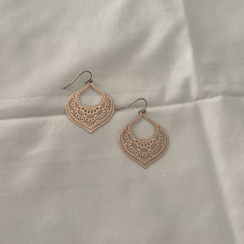 Boho rose gold drop earrings used
