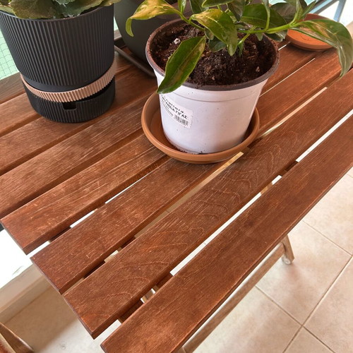 Wooden veranda table used