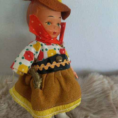 Celluloid pistoleiro doll used with original clothes 1960-70