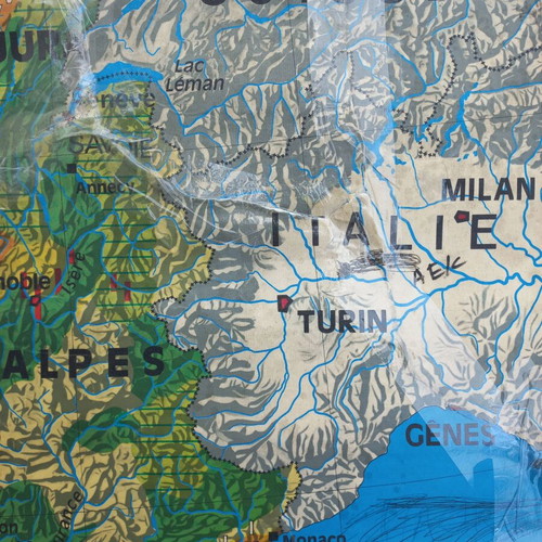 France map old used double-sided 100x124 cm
