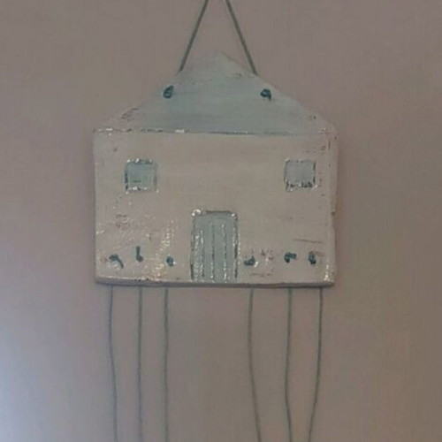 Decorative Handmade House Wall Ornament from Air-Dry Clay