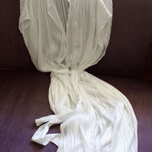Dante lingerie luxury semi-transparent white robe with gold stripe like new