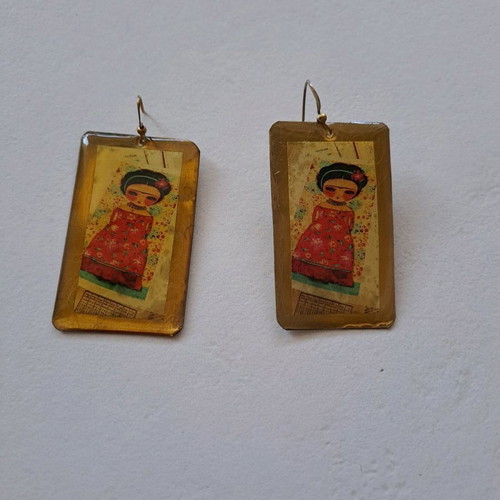 Faux bijoux earrings used, pack of 5 pairs, including horn
