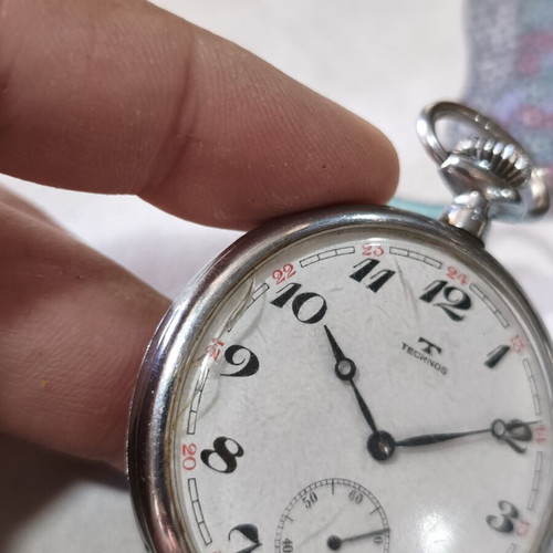 Technos pocket watch used with small crack on glass