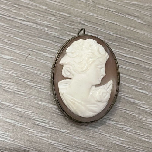 Cameo brooch pendant silver 800 used vintage
