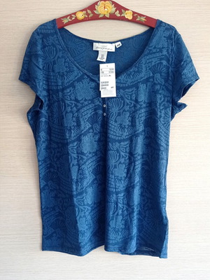 H&M Blue Blouse XL New with Jacquard Transparency