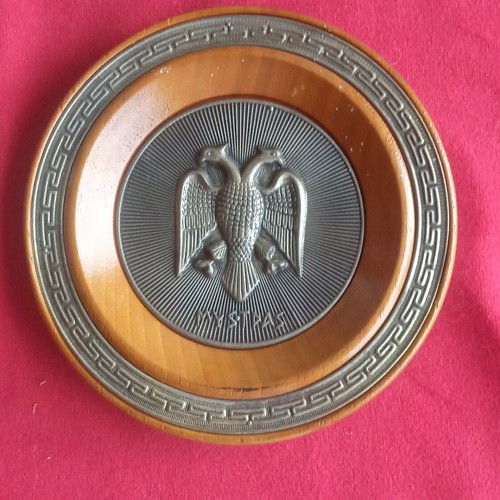 Wooden frame used with metal decoration Mystra double-headed eagle