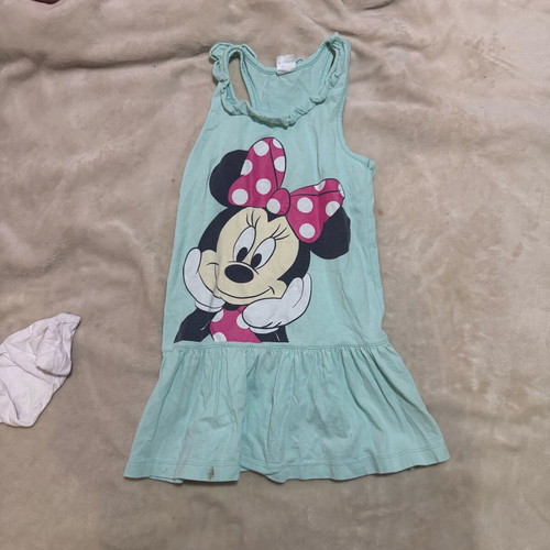Disney girls set with Minnie Mouse dress and shirt used, 4-5 yrs, stains