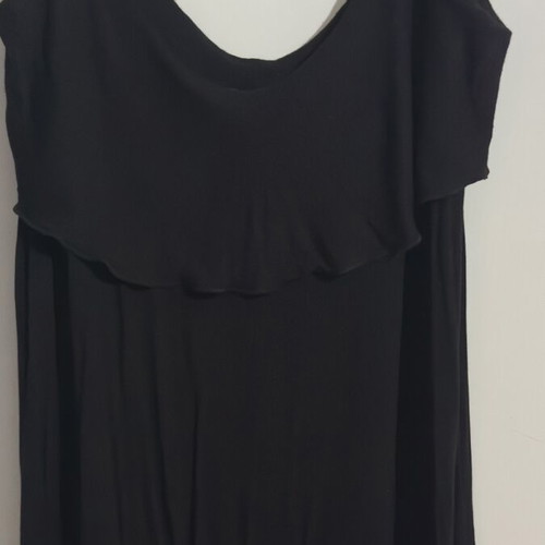 Black long dress used, size L, cool mako fabric, shoulder ties