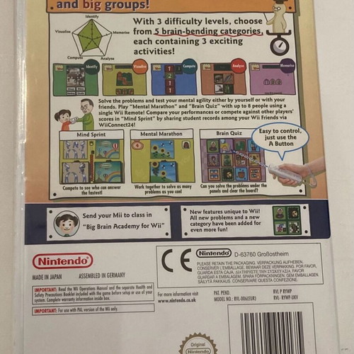Nintendo Wii Big Brain Academy In good condition Price 4 Euros