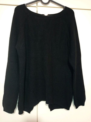 Women's black wool sweater with gold zipper on back like new