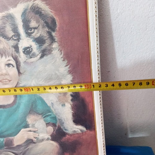 Child with Dog Painting used