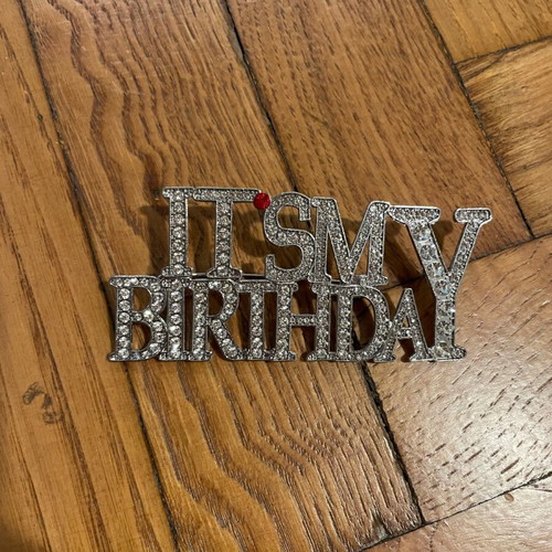 Happy Birthday Pin Brooch new with rhinestones