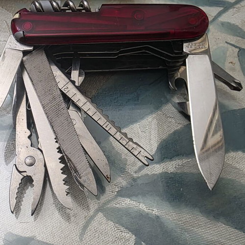 Victorinox Swiss Champ Swiss Army Knife and Mini Knife Pack used