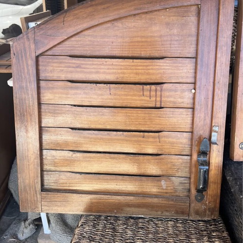 Wooden window shutters set of 3 with new screens, like new, brown