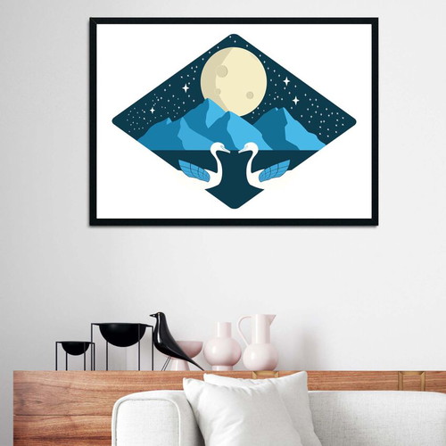 Vector poster Starry Night with Swans new