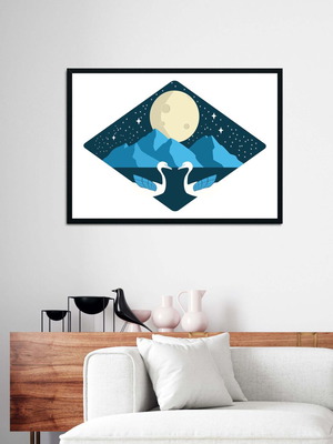 Vector poster Starry Night with Swans new