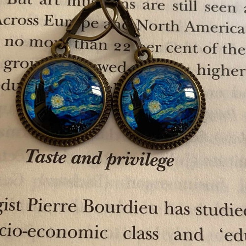 Vincent Van Gogh Starry Night bronze earrings new, wearable art