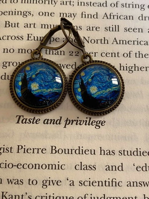 Vincent Van Gogh Starry Night bronze earrings new, wearable art