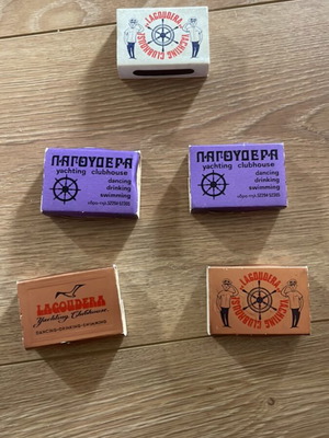 Lagoudera Yachting Clubhouse matches used, set of 5 vintage collectibles