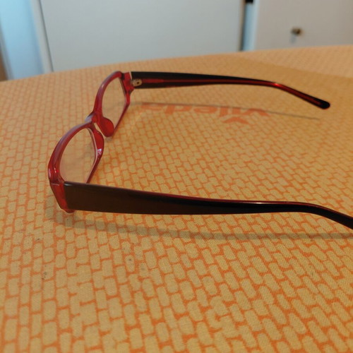 Eyeglass frame used, dark burgundy, cellulose acetate