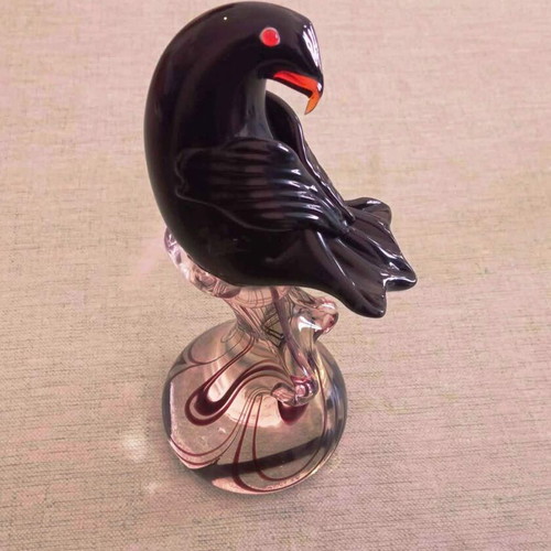 Vintage Murano γυάλινο διακοσμητικό πουλί, χειροποίητο art glass 1960–1980