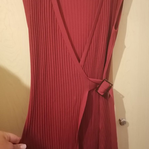 Massimo Dutti sleeveless cotton wrap dress, like new, brick color