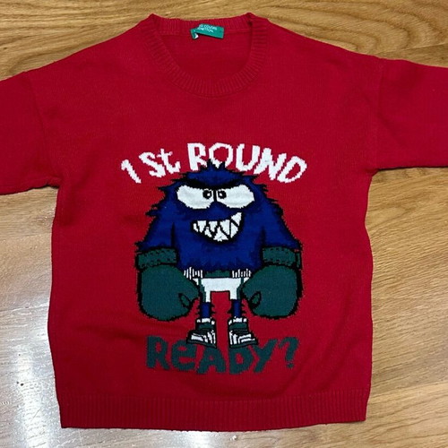 Benetton acrylic sweater for boys 3-4 years, red, like new