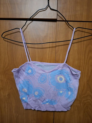 Shein crop top με έφε πλεκτού και λεπτές τιράντες, σαν καινούριο