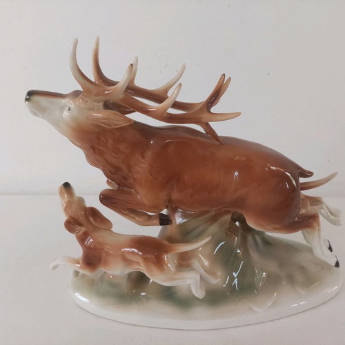 Deer with hunting dogs Graefenthal used, Germany