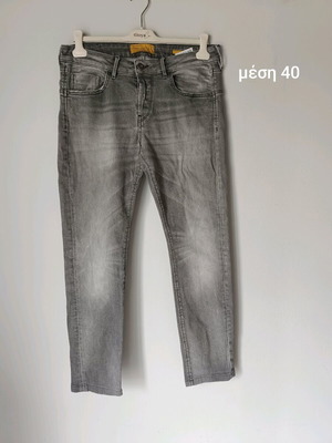 Staff jeans & co γκρι ανδρικό τζιν παντελόνι μεταχειρισμένο με ξεβάμματα, μέση 40