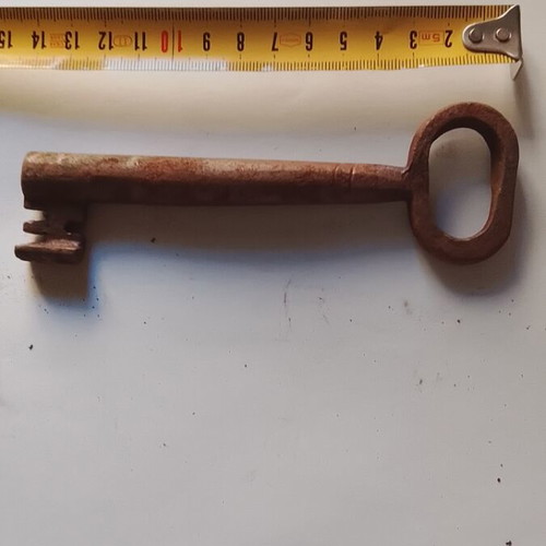 Handmade iron key used, 14cm, late 19th century from Ioannina mansion
