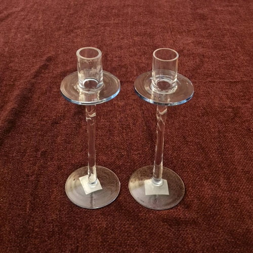 Glass candlesticks like new, set of two