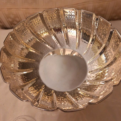 Silver-plated large bowl 33×13cm hammered like new