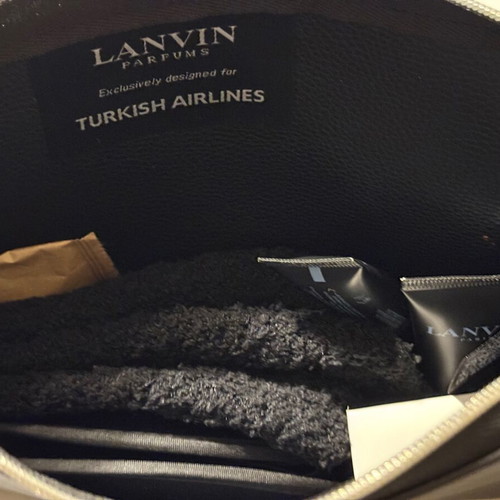 Lanvin men's toiletry bag new with travel cosmetics, black-brown