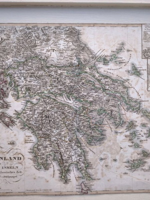 Vintage χάρτης Ελλάδας 1853 μεταχειρισμένος με ιστορικά ένθετα