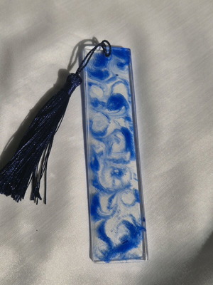 Handmade bookmark from resin with blue waves new