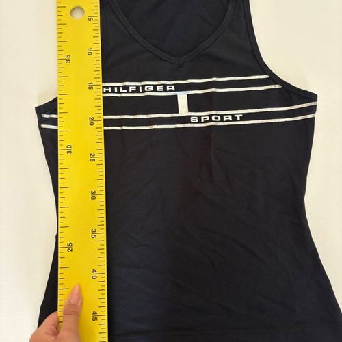 Tommy Hilfiger Sport Top sleeveless black silver logo small used