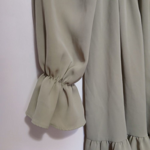 Shein Women's Shirred Ruffle Longsleeve Dress Medium Green Like New