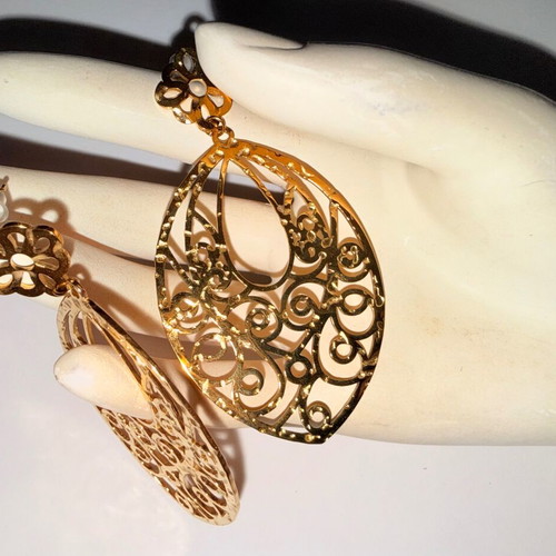 Bizermani gold-plated hammered earrings new