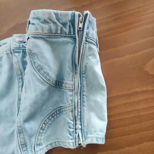 Pink Woman strapless denim top, blue, size M